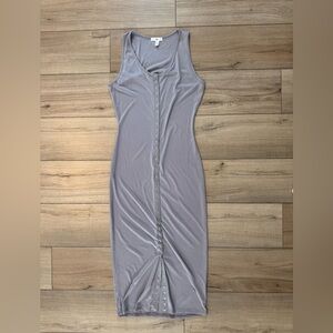 Nordstroms BP Sleeveless Cloudburst Grey Button Down Dress s small women's midi